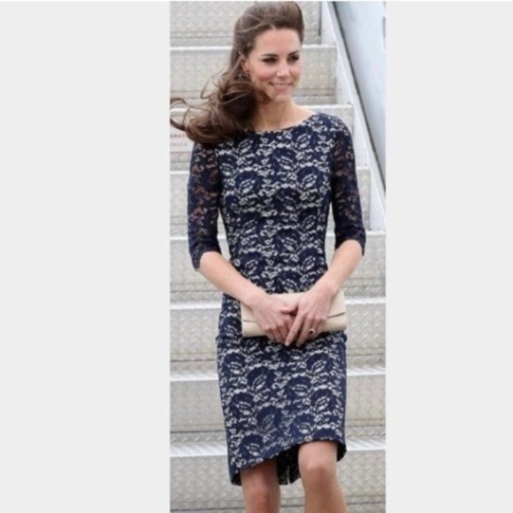 Eliza j royal collection blue lace cocktail dress kate middleton inspired - Picture 5 of 8